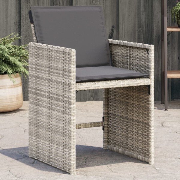 Garden chairs with cushions, 4 pcs., light gray, polyrattan
