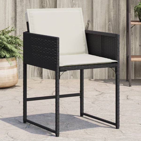 Garden chairs with cushions, 4 pcs., black, polyrattan