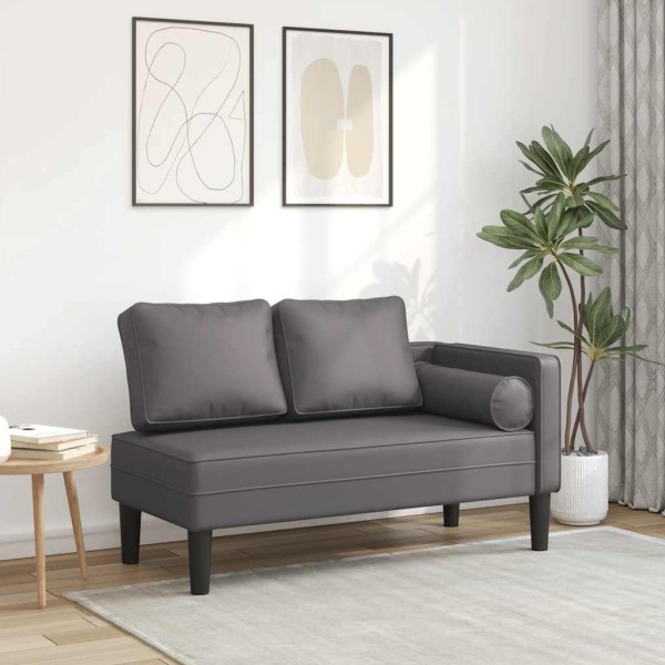 Lounge sofa with pillows, gray, artificial leather