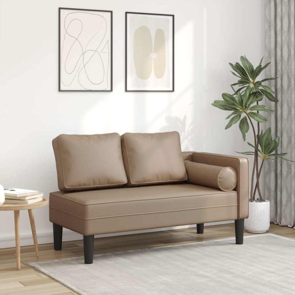Lounge sofa with pillows, cappuccino, artificial leather