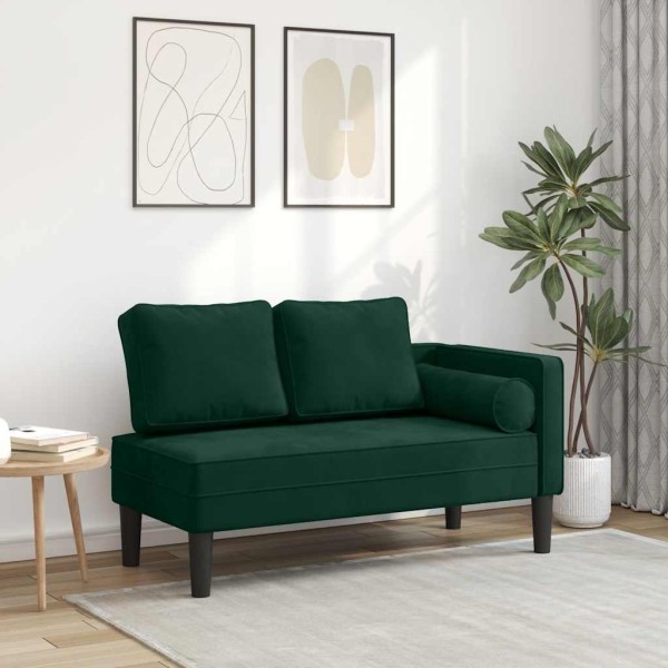 Lounge sofa with cushions, dark green, velvet