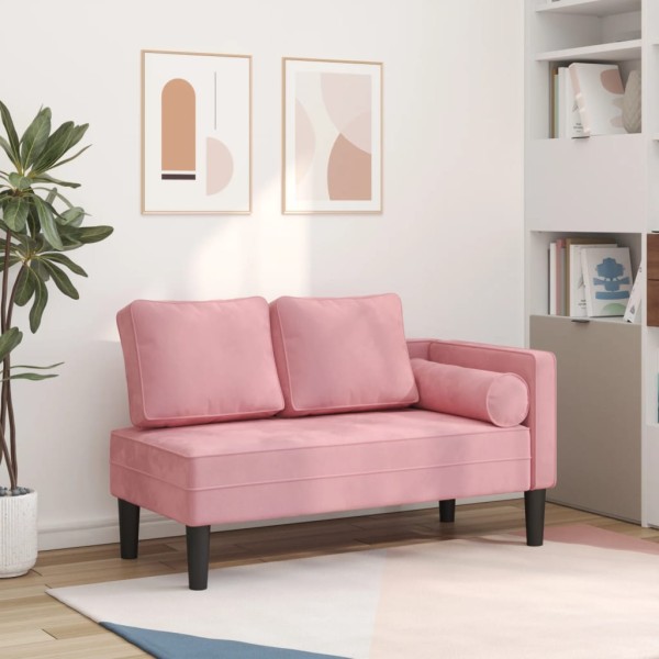 Lounge sofa with cushions, pink, velvet