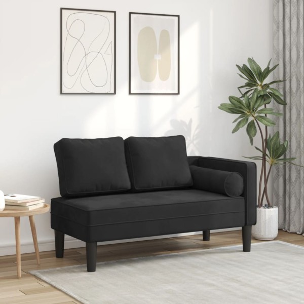 Lounge sofa with cushions, black, velvet