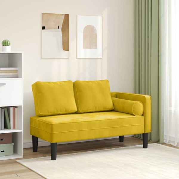 Lounge sofa with cushions, yellow, velvet