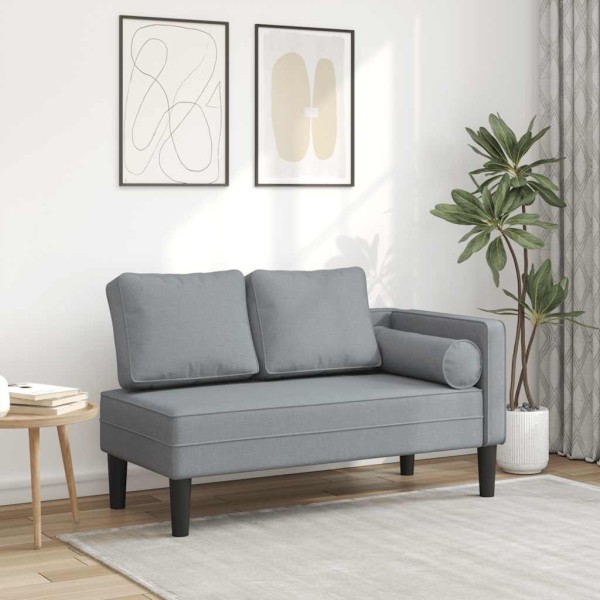 Lounger with cushions, light grey, fabric