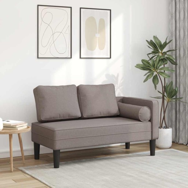 Lounger with cushions, taupe color, fabric