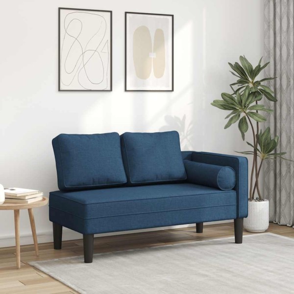 Lounger with cushions, blue, fabric