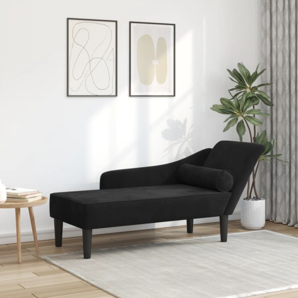 Lounge sofa with cushions, black, velvet