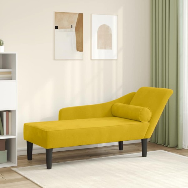 Lounge sofa with cushions, yellow, velvet
