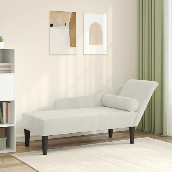 Lounge sofa with cushions, cream color, velvet