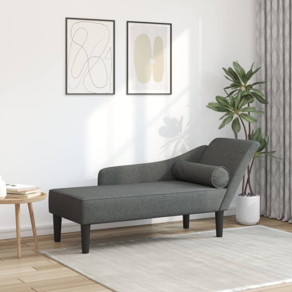 Lounger with cushions, dark gray, fabric