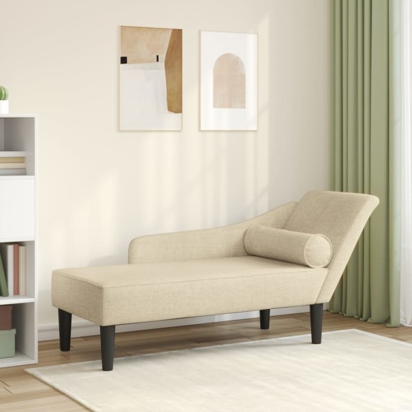 Lounger with cushions, cream color, fabric