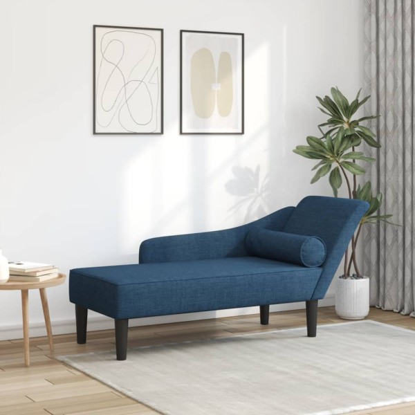 Lounger with cushions, blue, fabric