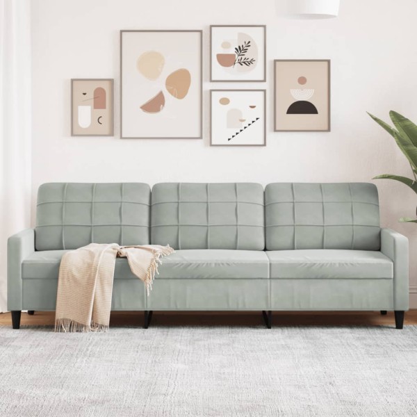 Three-seater sofa, light gray, 210cm, velvet