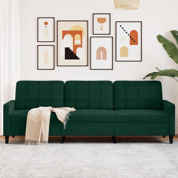 Three-seater sofa, dark green, 210 cm, velvet