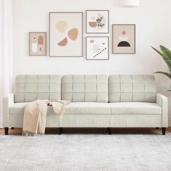 Three-seater sofa, cream color, 210cm, velvet