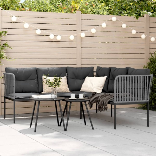 Sodo sofa su pagalvėlėmis, juoda, plienas/tekstilenas