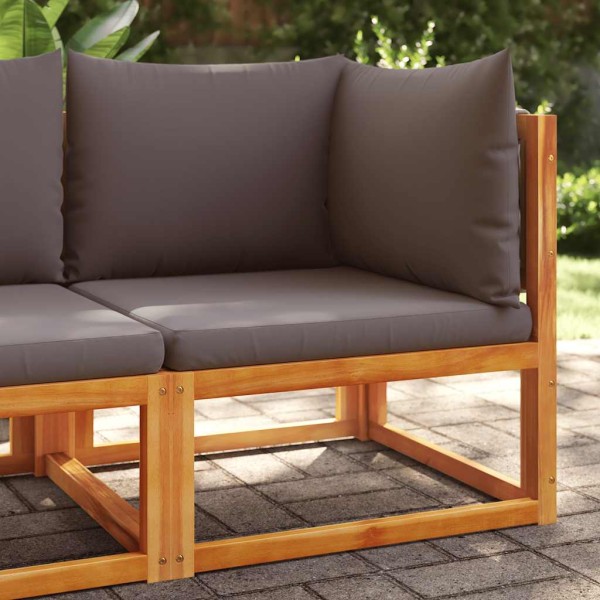 Garden corner sofa with cushions, acacia wood and rope