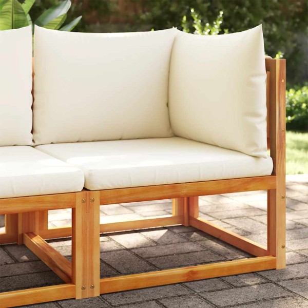 Garden corner sofa with cushions, acacia wood and rope