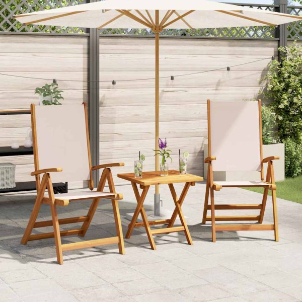 Folding garden chairs, 2 pcs., solid acacia and textilene