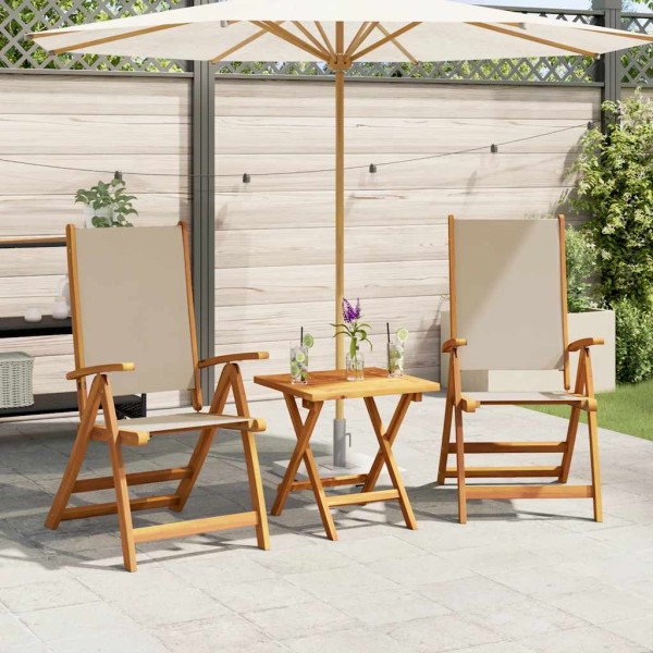 Folding garden chairs, 2 pcs., solid acacia and textilene
