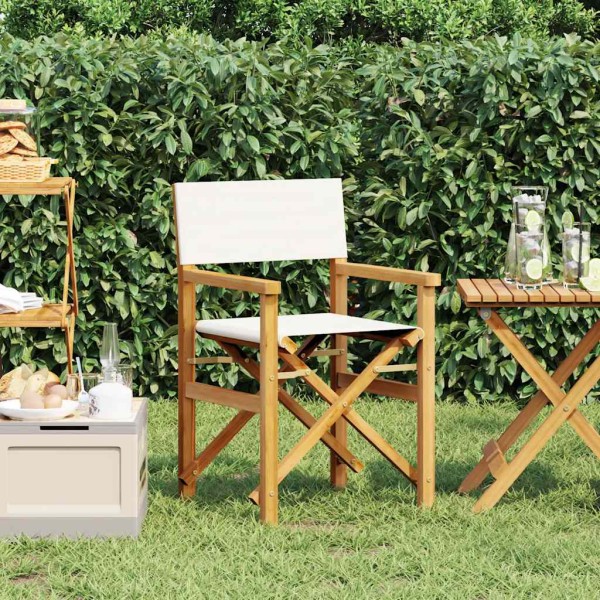 folding director's chair Cream solid teak