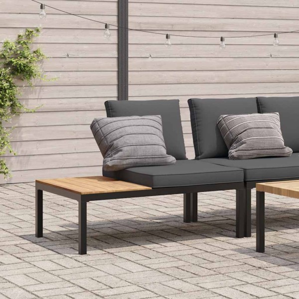 Garden bench with cushions, black, aluminum