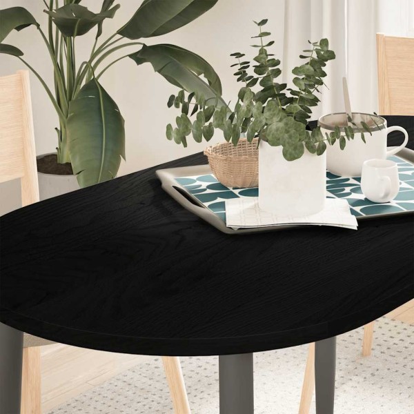 Table top, dark brown, 120x60x2 cm, solid oak, oval