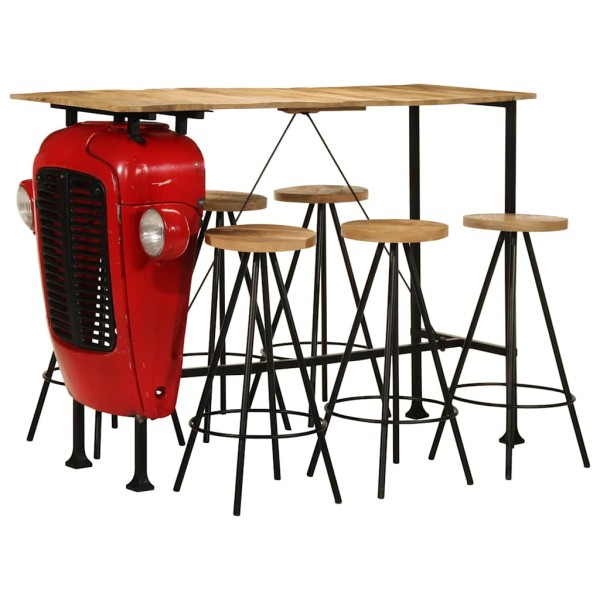 Bar set, 7 pieces, solid mango wood
