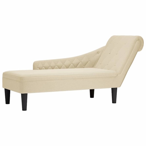Lounger with pillow/armrest on the right, cream, fabric