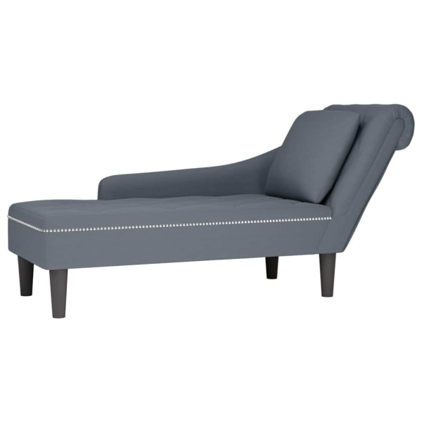 Lounger with pillow/armrest on the right, grey, velvet