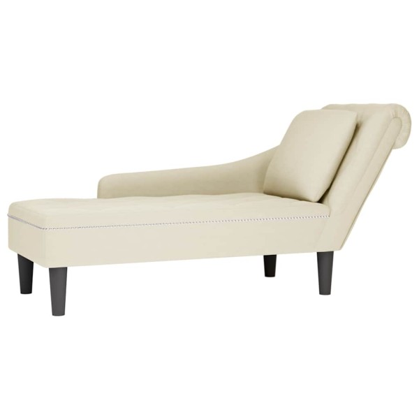 Lounger with pillow/armrest on the right, cream, velvet