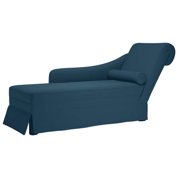 Lounger with pillow/armrest on the right, blue, velvet