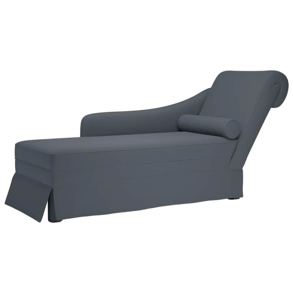 Lounger with pillow/armrest on the right, grey, velvet