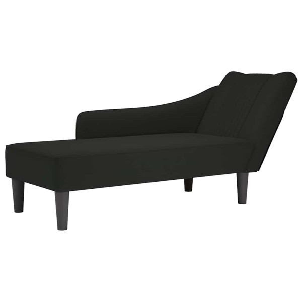 Lounger with armrest on the right, black, velvet