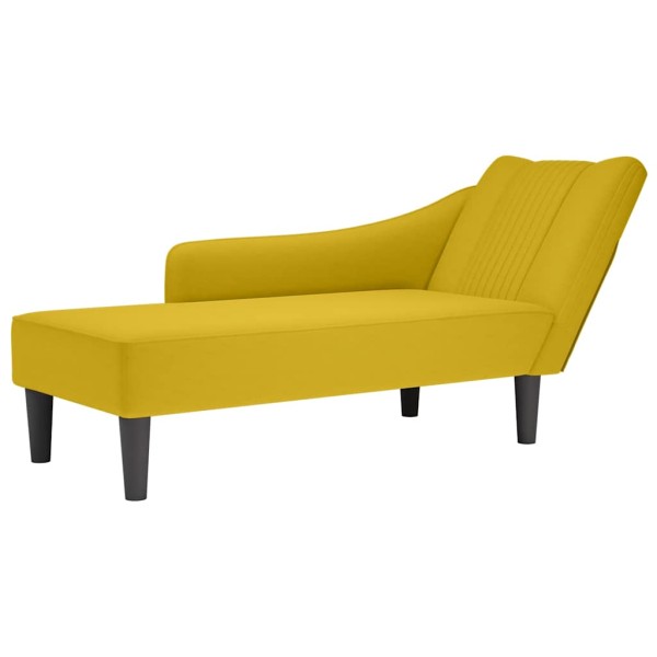 Lounger with armrest on the right, yellow, velvet
