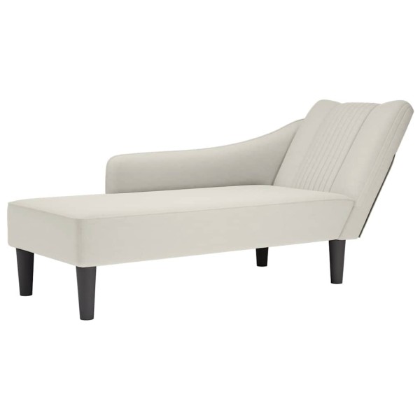 Lounger with armrest on the right, cream, velvet