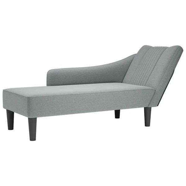 Lounger with armrest on the right, light gray, velvet