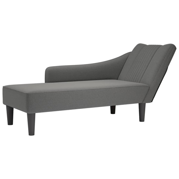 Lounger with armrest on the right, dark gray, fabric