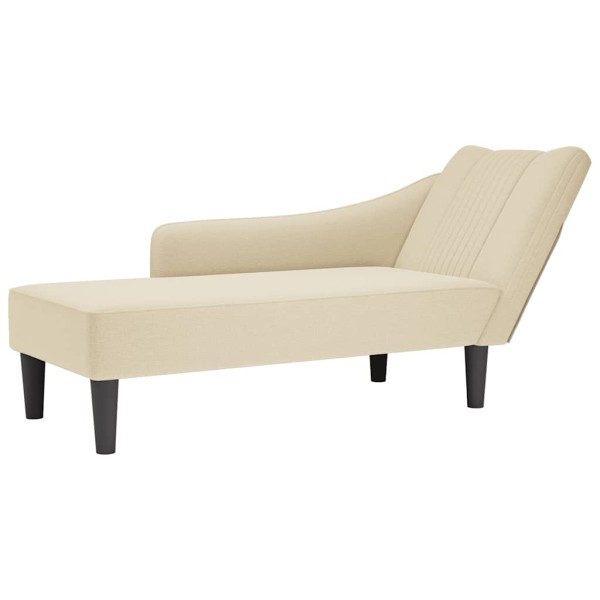 Lounger with armrest on the right, cream, fabric