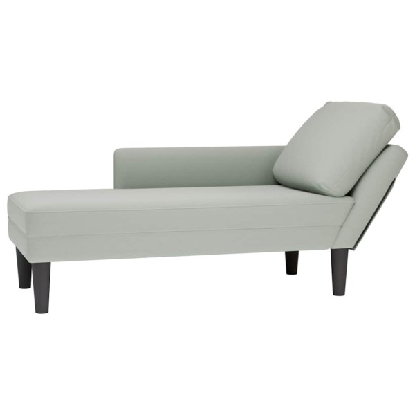 Lounger with pillow/armrest on the right, grey, velvet