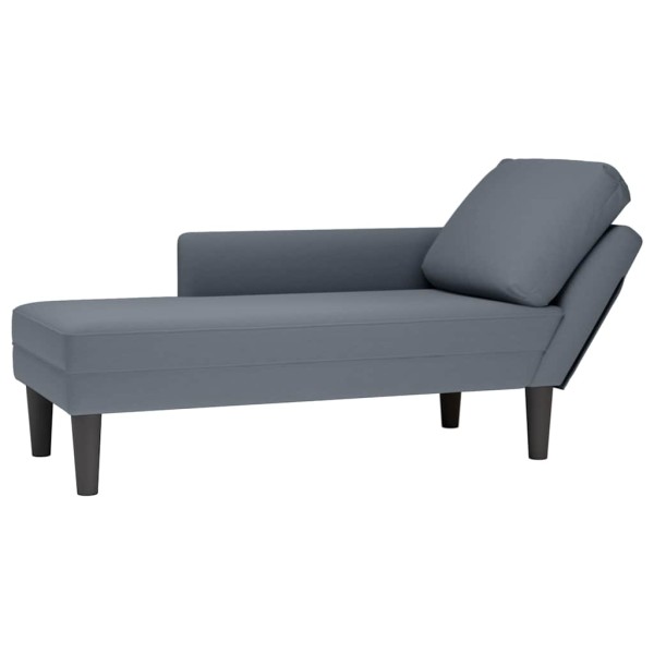 Lounger with pillow/armrest on the right, grey, velvet
