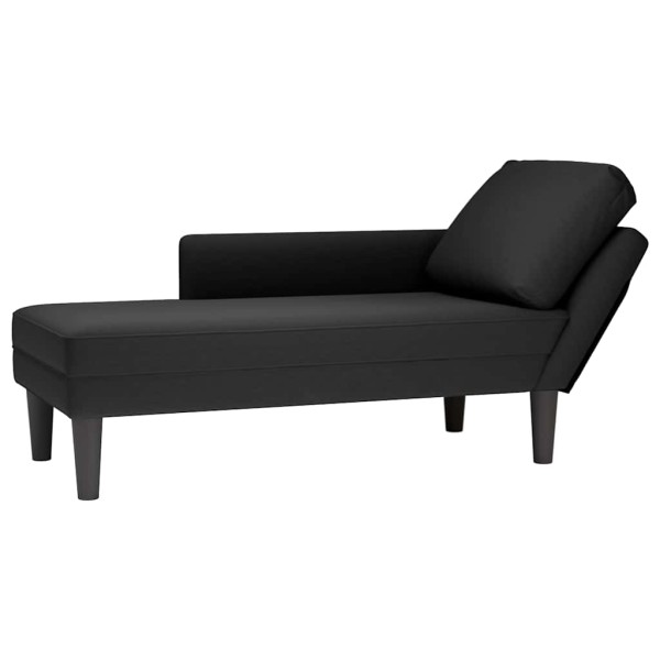 Lounger with pillow/armrest on the right, black, velvet