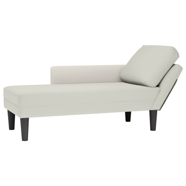 Lounger with pillow/armrest on the right, cream, velvet