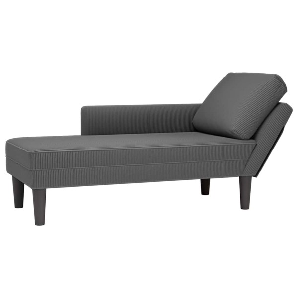 Lounge sofa with pillows in dark gray velvet fabric