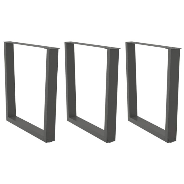Dining table legs, 3 pcs., anthracite color, 80x(72-73.3) cm, steel, V-shaped