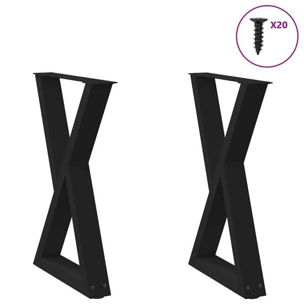 Dining table legs, 2 pcs., black, 50x(72-73.3) cm, steel
