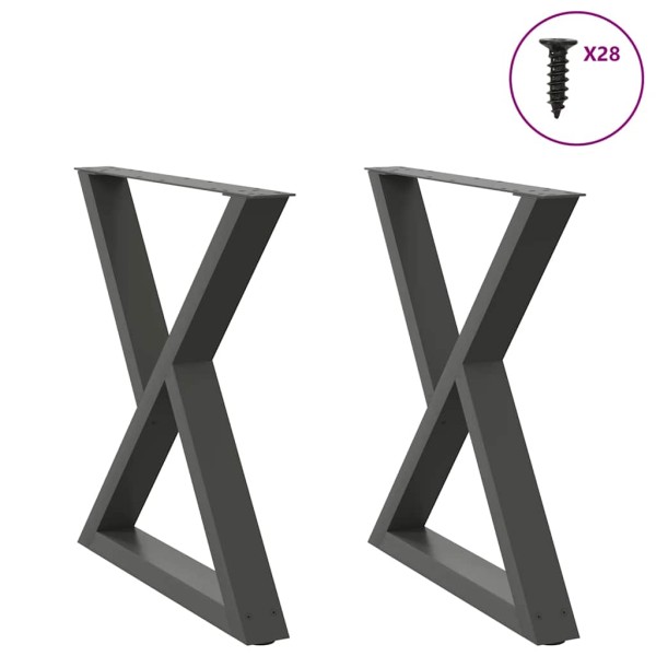 Dining table legs, 2 pcs., anthracite color, 70x(72-73.3) cm, steel