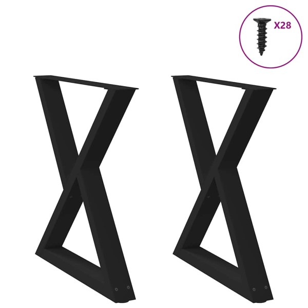 Dining table legs, 2 pcs., black, 80x(72-73.3) cm, steel