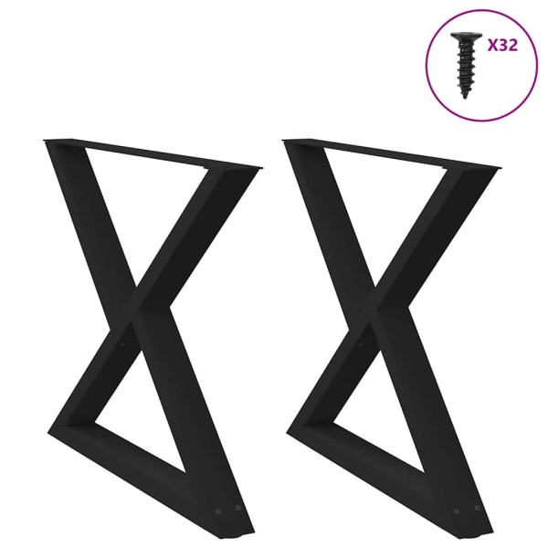 Dining table legs, 2 pcs., black, 90x(72-73.3) cm, steel